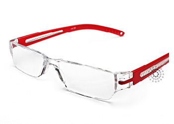 Octane Reading Glasses: Red contact lenses